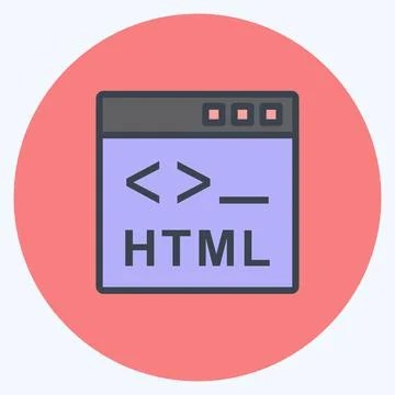 Icon HTML. suitable for Programming symbol. color mate style. simple design e Illustrazione stock