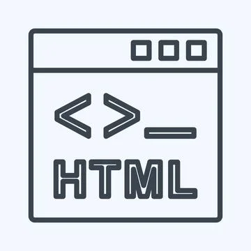 Icon HTML. suitable for Programming symbol. line style. simple design editabl Illustrazione stock