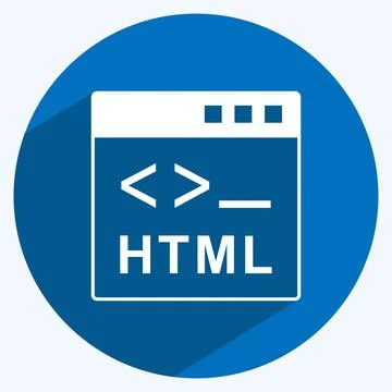 Icon HTML. suitable for Programming symbol. long shadow style. simple design  스톡 일러스트