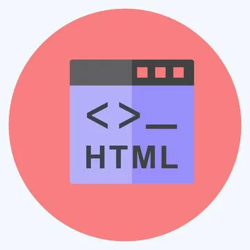 Icon HTML. suitable for Programming symbol. flat style. simple design editabl Stock Illustration