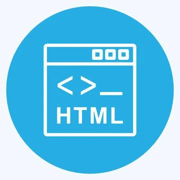 Icon HTML. suitable for Programming symbol. blue eyes style. simple design ed Illustrazione stock