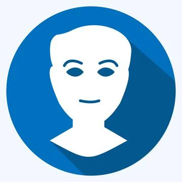 Icon Human Face - Long Shadow Style- Simple illustration, Good for Prints , A Stock Illustration