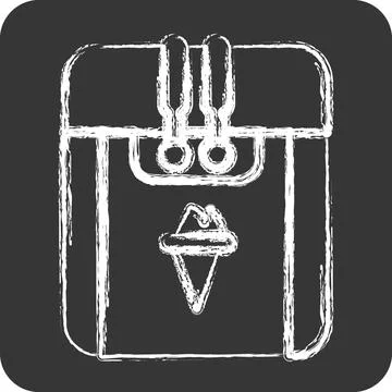 Icon Ice Cream Machine. suitable for Kitchen Appliances symbol. chalk Style.. Stock Illustration