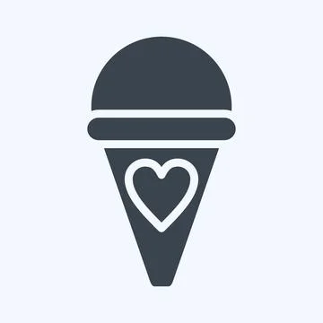 Icon Ice Cream. suitable for education symbol. glyph style. simple design edi Illustrazione stock