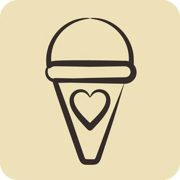 Icon Ice Cream. suitable for education symbol. hand drawn style. simple des.. Illustrazione stock