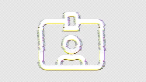 Icon id badge is distorted. Glitch. Noise, chromatic aberration, geometric Stock Footage 303548834