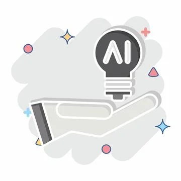 Icon Idea. related to Artificial Intelligence symbol. comic style Stockillustratie
