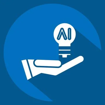 Icon Idea. related to Artificial Intelligence symbol. long shadow style Stock Illustration