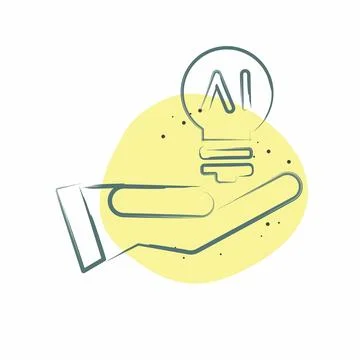 Icon Idea. related to Artificial Intelligence symbol. Color Spot Style Stock Illustration