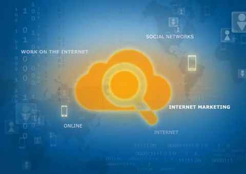 Icon illustrating a search cloud storage data 스톡 일러스트