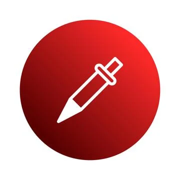 Icon illustration of an eye dropper tool inside a red circle on white backg.. Ilustração Stock