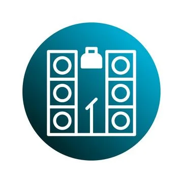 Icon illustration of a stage setup with speakers microphone and spotlight f.. Stock Illustration