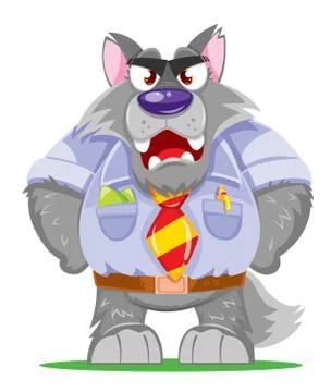The icon, image of the angry boss in the form of a wolf. Vector. Illustrazione stock