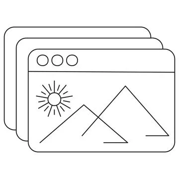 Icon of image gallery in web browser windows with landscape photo Stock Illustration