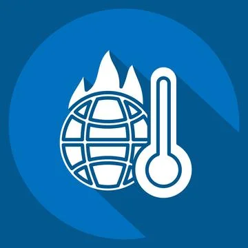 Icon Increasing Temperature. related to Climate Change symbol. long shadow .. Illustrazione stock