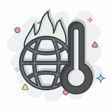 Icon Increasing Temperature. related to Climate Change symbol. comic style... Illustrazione stock