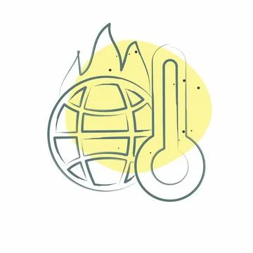 Icon Increasing Temperature. related to Climate Change symbol. Color Spot S.. Illustrazione stock
