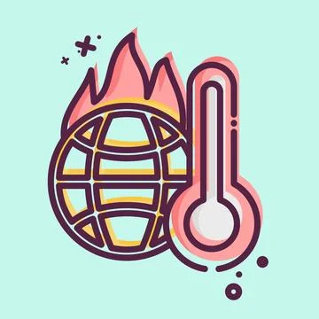 Icon Increasing Temperature. related to Climate Change symbol. MBE style. s.. Illustrazione stock
