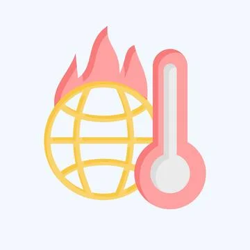Icon Increasing Temperature. related to Climate Change symbol. flat style. .. Illustrazione stock