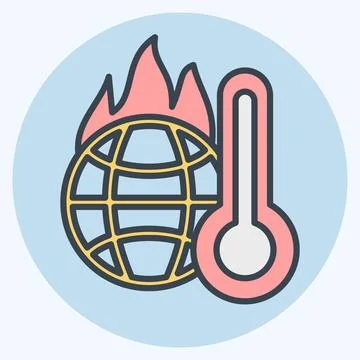 Icon Increasing Temperature. related to Climate Change symbol. color mate s.. Illustrazione stock