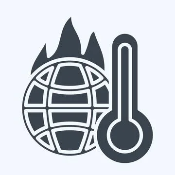 Icon Increasing Temperature. related to Climate Change symbol. glyph style... Illustrazione stock