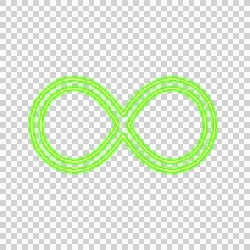 Icon infinity from the flow of energy of green color. Shimmering neon Illustrazione stock