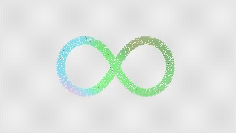 Icon infinity is made up of LED square shapes that shimmer and flicker. There Stock Footage 293667839