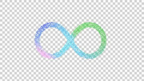 Icon infinity is made up of LED square shapes. There are bright diodes and there 스톡 일러스트