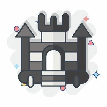 Icon Inflatable Castle. related to Amusement Park symbol. comic style. simp.. Illustrazione stock