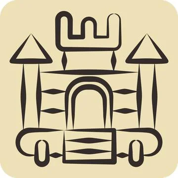Icon Inflatable Castle. related to Amusement Park symbol. hand drawn style... Illustrazione stock