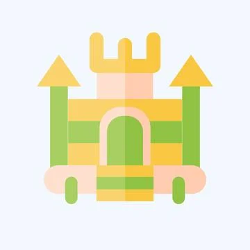 Icon Inflatable Castle. related to Amusement Park symbol. flat style. simpl.. Illustrazione stock