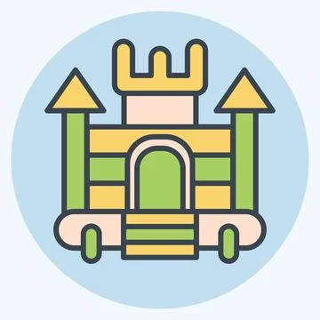 Icon Inflatable Castle. related to Amusement Park symbol. color mate style... Illustrazione stock