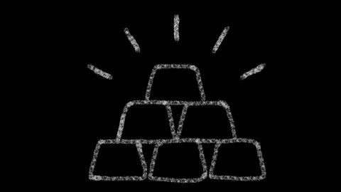 Icon, ingots drawn with drawing style on blackboard, animated footage ideal for Video stock 118521004