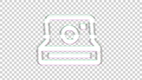 Icon instant camera is distorted. Glitch. Noise, chromatic aberration, geometric Stock Illustration
