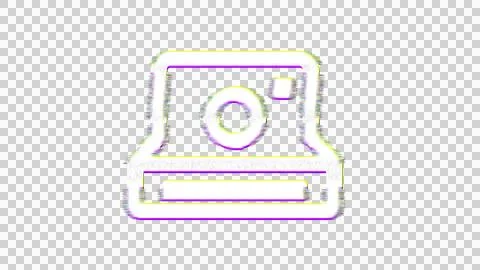 Icon instant camera is distorted. Glitch. Noise, chromatic aberration, geometric Stock Illustration