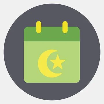Icon islamic calendar. Islamic elements of Ramadhan, Eid Al Fitr, Eid Al Ad.. Illustrazione stock