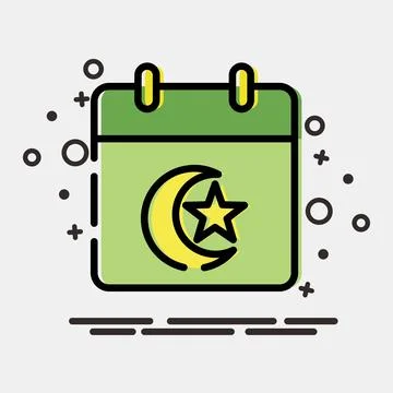 Icon islamic calendar. Islamic elements of Ramadhan, Eid Al Fitr, Eid Al Ad.. イラスト素材