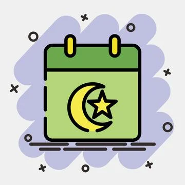 Icon islamic calendar. Islamic elements of Ramadhan, Eid Al Fitr, Eid Al Ad.. イラスト素材