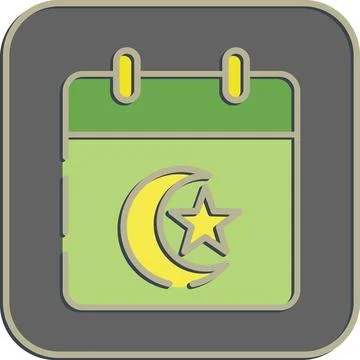 Icon islamic calendar. Islamic elements of Ramadhan, Eid Al Fitr, Eid Al Ad.. Illustrazione stock