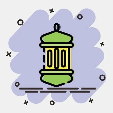 Icon islamic lantern. Islamic elements of Ramadhan, Eid Al Fitr, Eid Al Adh.. Illustrazione stock