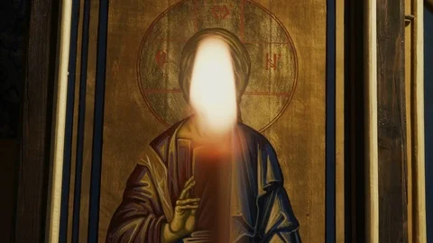 Icon of Jesus - Light the World Stock Footage