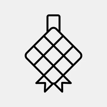 Icon ketupat. Islamic elements of Ramadhan, Eid Al Fitr, Eid Al Adha. Icons.. Stock Illustration