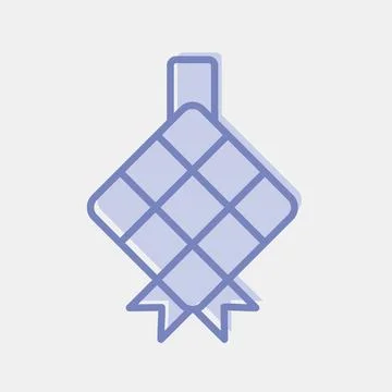 Icon ketupat. Islamic elements of Ramadhan, Eid Al Fitr, Eid Al Adha. Icons.. Stock Illustration