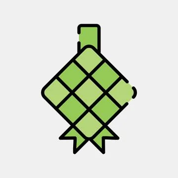 Icon ketupat. Islamic elements of Ramadhan, Eid Al Fitr, Eid Al Adha. Icons.. Stock Illustration