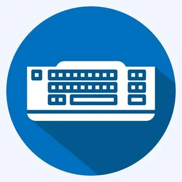 Icon Keyboard. suitable for Computer Components symbol. long shadow style. si Stock Illustration