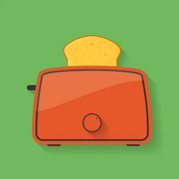 Icon of kitchen appliance - toaster with slice of bread or toast Illustrazione stock