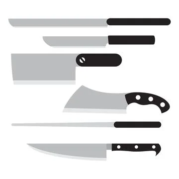 Icon kitchen knives set Stock Illustration