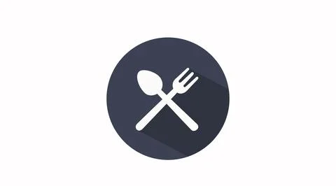 Icon with a knife and a fork, Grey and White Stock Illustration
