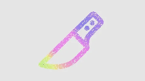 Icon knife kitchen is made up of LED square shapes that shimmer and flicker. Stock Footage 297842507