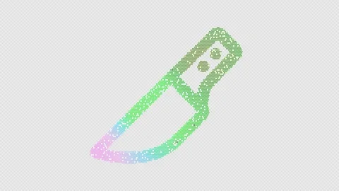 Icon knife kitchen is made up of LED square shapes that shimmer and flicker. Stock Footage 297846572